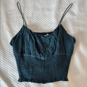 La Hearts Blue Smocked Crop Top